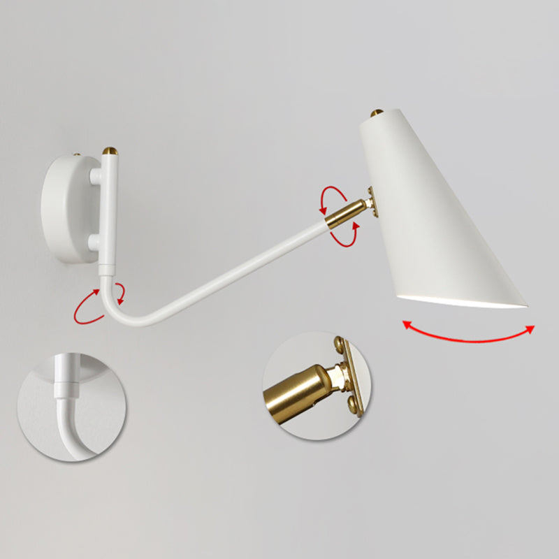 Nordic Style Metal Wall Light 16.5" Wide Swing Arm Wall Sconce for Bedroom