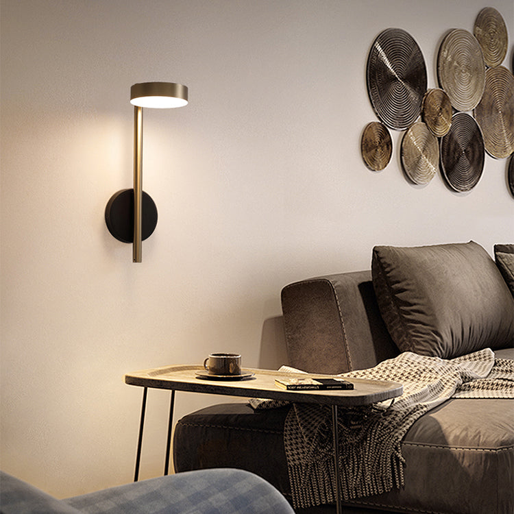 Nordic Metal Wall Light Gold Rotatable 15.5" High LED Wall Sconce for Living Room
