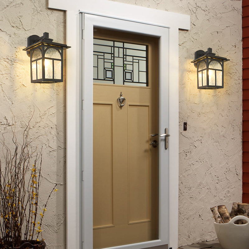 Retro Ripple Glass Shade Wall Light Geometric Single Light Wall Sconce for Outdoors