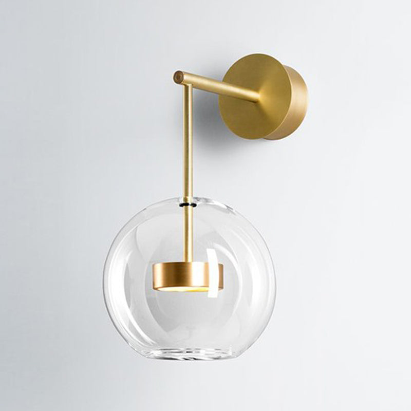 Modern Glass Wall Light Globe Shape 14.5" High Wall Sconce in Gold for Bedroom