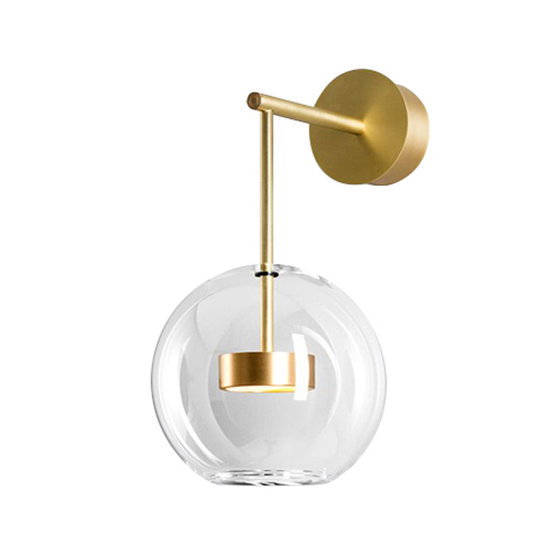 Modern Glass Wall Light Globe Shape 14.5" High Wall Sconce in Gold for Bedroom