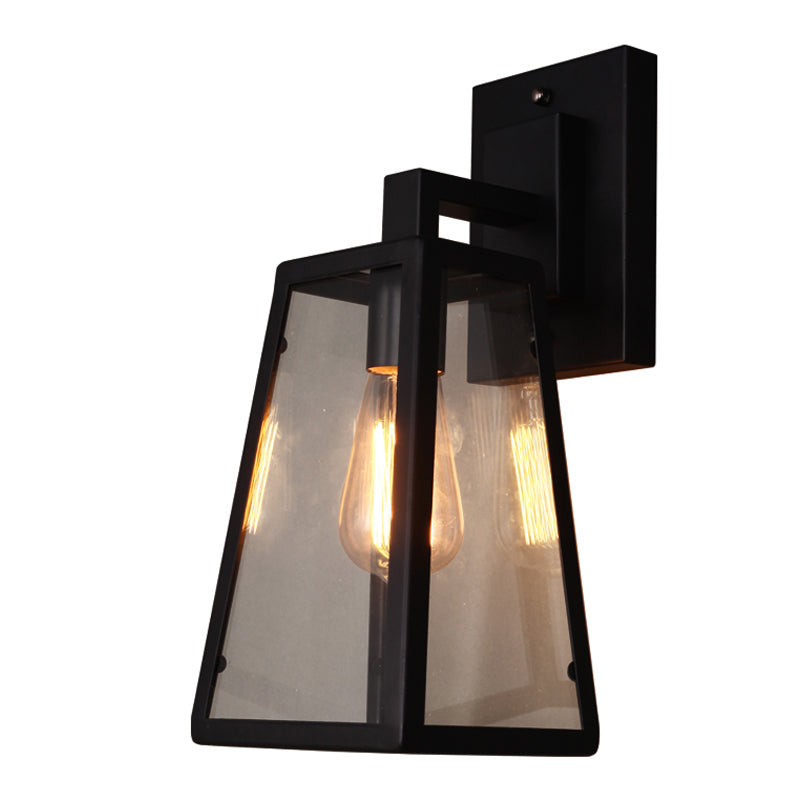 Retro Glass Shade Wall Light Black 1 Light 10.5" High Wall Sconce for Bar
