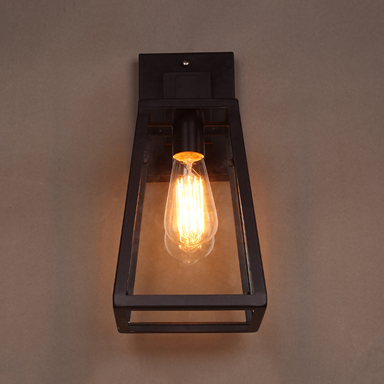 Retro Glass Shade Wall Light Black 1 Light 10.5" High Wall Sconce for Bar