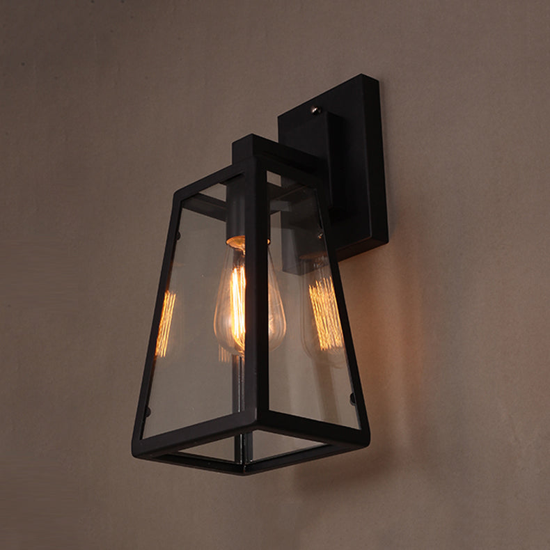 Retro Glass Shade Wall Light Black 1 Light 10.5" High Wall Sconce for Bar