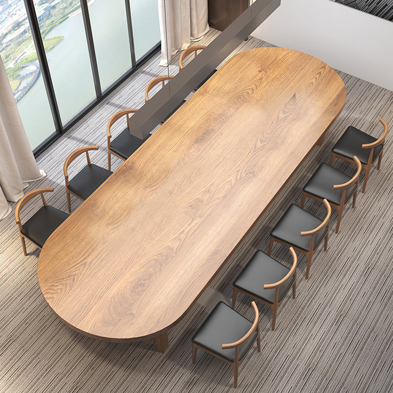 Office Meeting Table Oval Shaped Modern Writing Desk with Solid Wood