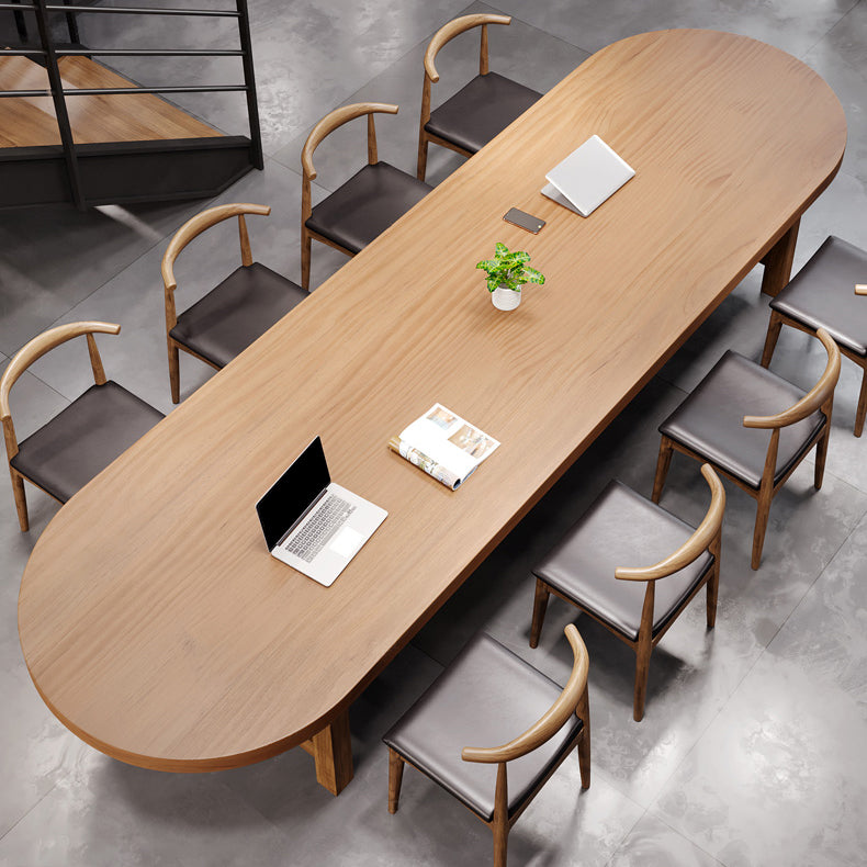 Office Meeting Table Oval Shaped Modern Writing Desk with Solid Wood