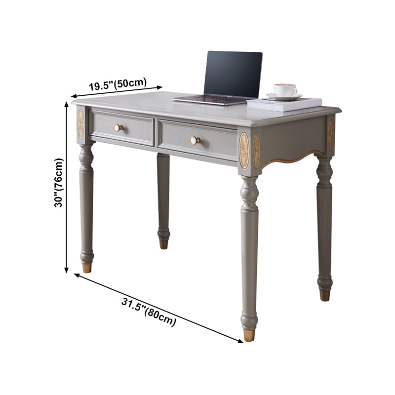 Glam Style Curved Writing Desk Solid Wood Office Desk with Drawers