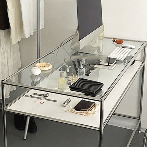 Contemporary Style Rectangular Writing Desk Glass Desk for Office