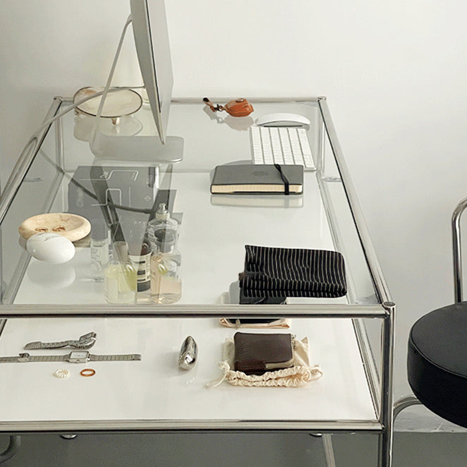Contemporary Style Rectangular Writing Desk Glass Desk for Office
