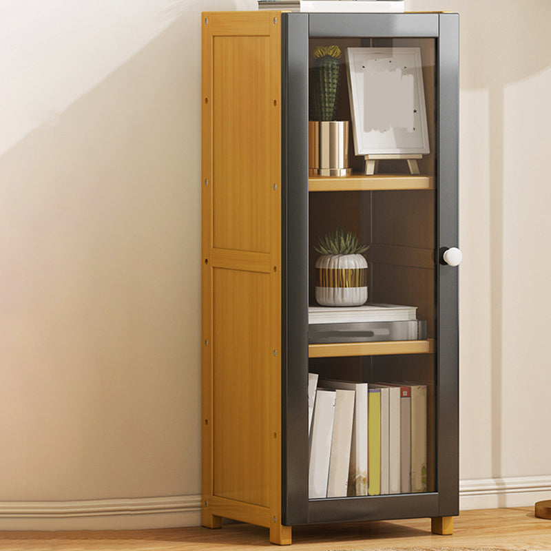 Modern Standard Bookcase Bamboo Closed Back Shelf with Doors