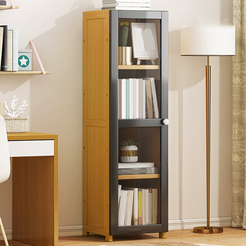 Modern Standard Bookcase Bamboo Closed Back Shelf with Doors