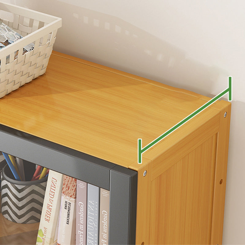Modern Standard Bookcase Bamboo Closed Back Shelf with Doors