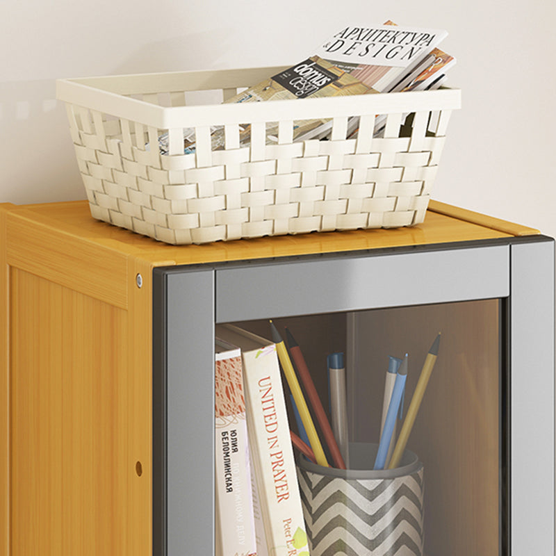 Modern Standard Bookcase Bamboo Closed Back Shelf with Doors
