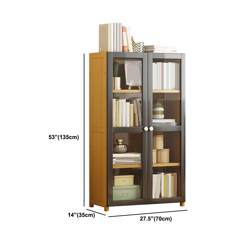 Modern Standard Bookcase Bamboo Closed Back Shelf with Doors
