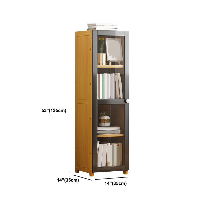 Modern Standard Bookcase Bamboo Closed Back Shelf with Doors