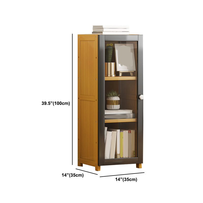 Modern Standard Bookcase Bamboo Closed Back Shelf with Doors