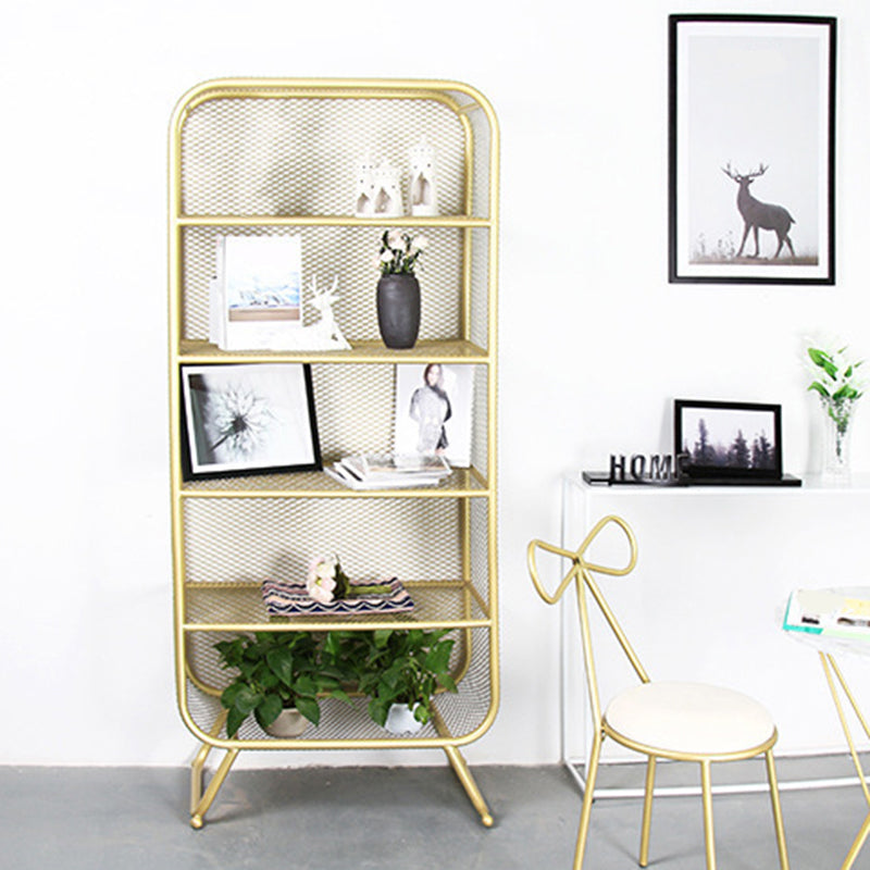 Light Luxury Metal Bookcase Shelf Closed Back Bookcase for Study Room
