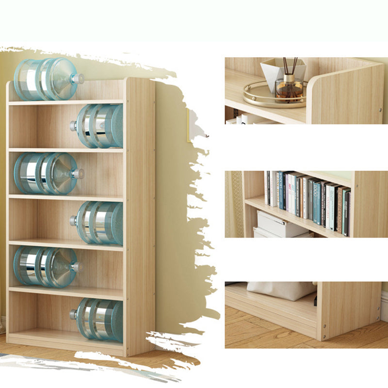 Modern Floor Shelf Bookcase Closed Back Wood Book Shelf for Home