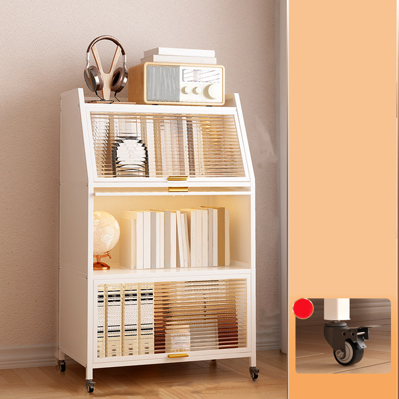 Contemporary Steel Shelf Bookcase with Doors Standard Bookshelf