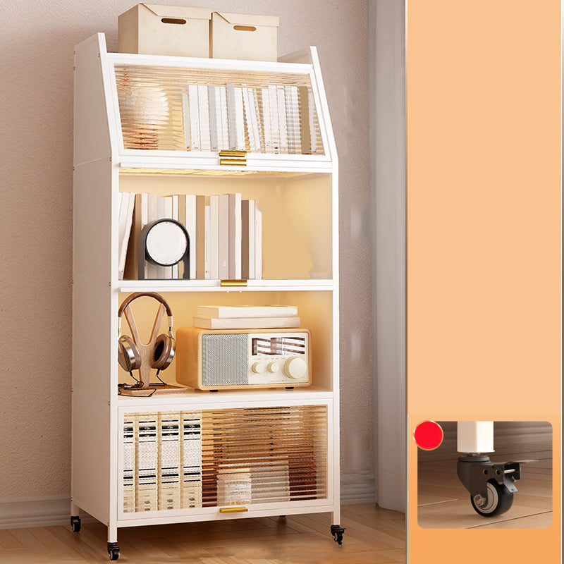 Contemporary Steel Shelf Bookcase with Doors Standard Bookshelf