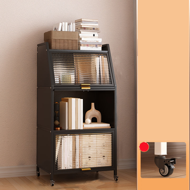 Contemporary Steel Shelf Bookcase with Doors Standard Bookshelf