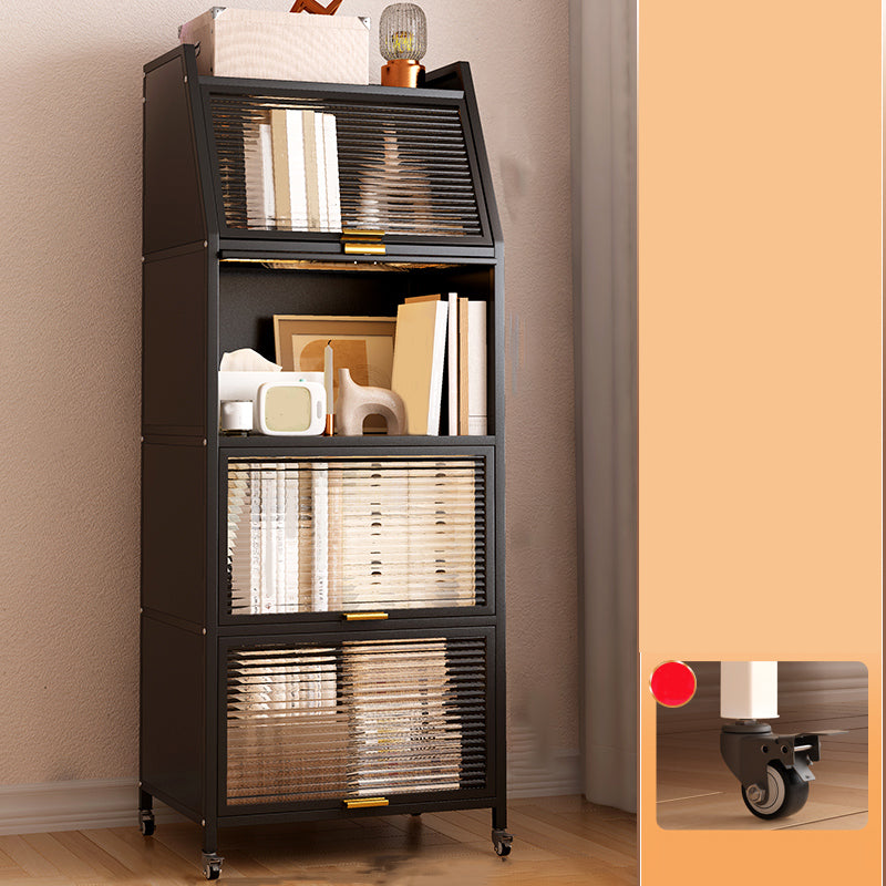 Contemporary Steel Shelf Bookcase with Doors Standard Bookshelf