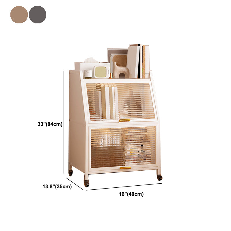 Contemporary Steel Shelf Bookcase with Doors Standard Bookshelf