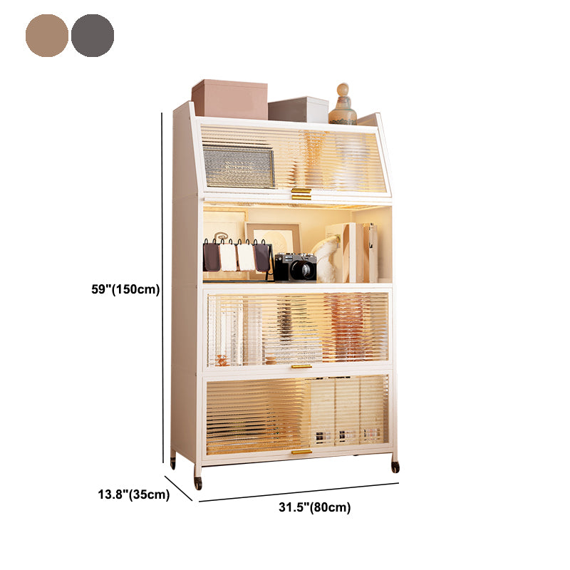 Contemporary Steel Shelf Bookcase with Doors Standard Bookshelf
