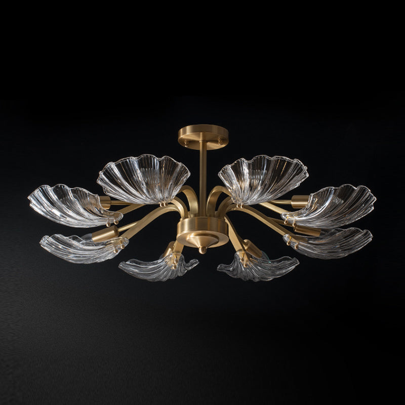 Contemporary Shell-Shaped Flush Light Fixture Glass Flush Mount Ceiling Light in Gold