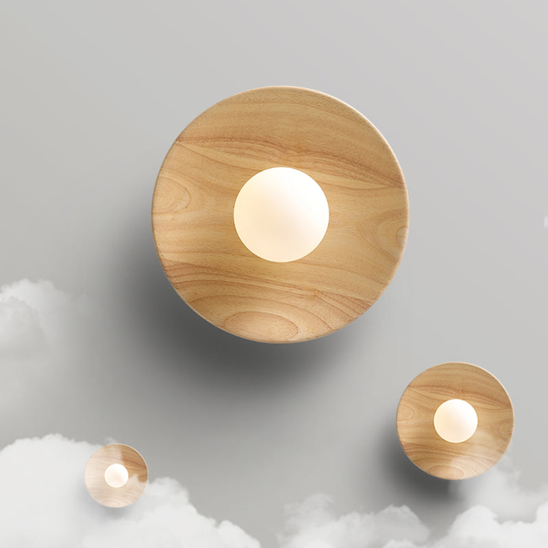 Contemporary Globe Flush Light Fixture Wood 1 Light Flush Mount Ceiling Light in Brown