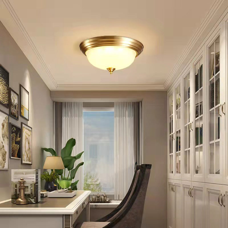 Glass Gold Flush Mount Ceiling Fixture Dome Minimalist Flush Light Fixture