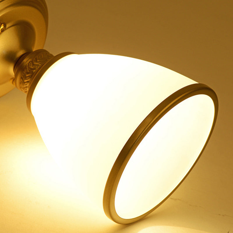 Conical Semi Flush Ceiling Light Traditional Glass Aisle Ceiling Fixture