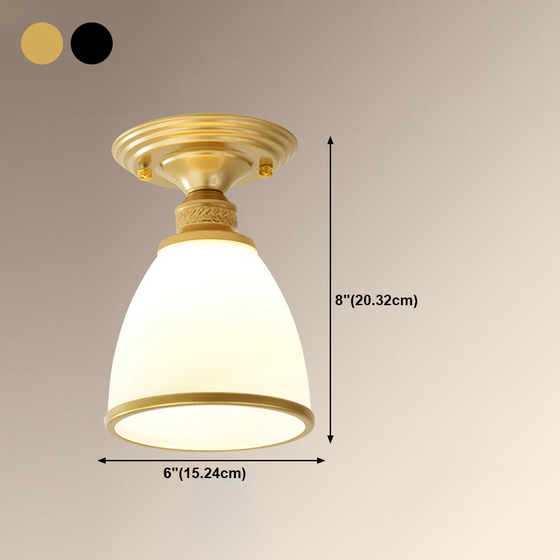 Conical Semi Flush Ceiling Light Traditional Glass Aisle Ceiling Fixture