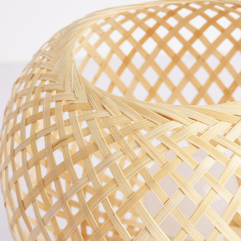 Asia Sphere Ceiling Flush Mount Bamboo Ceiling Mounted Fixture in Beige