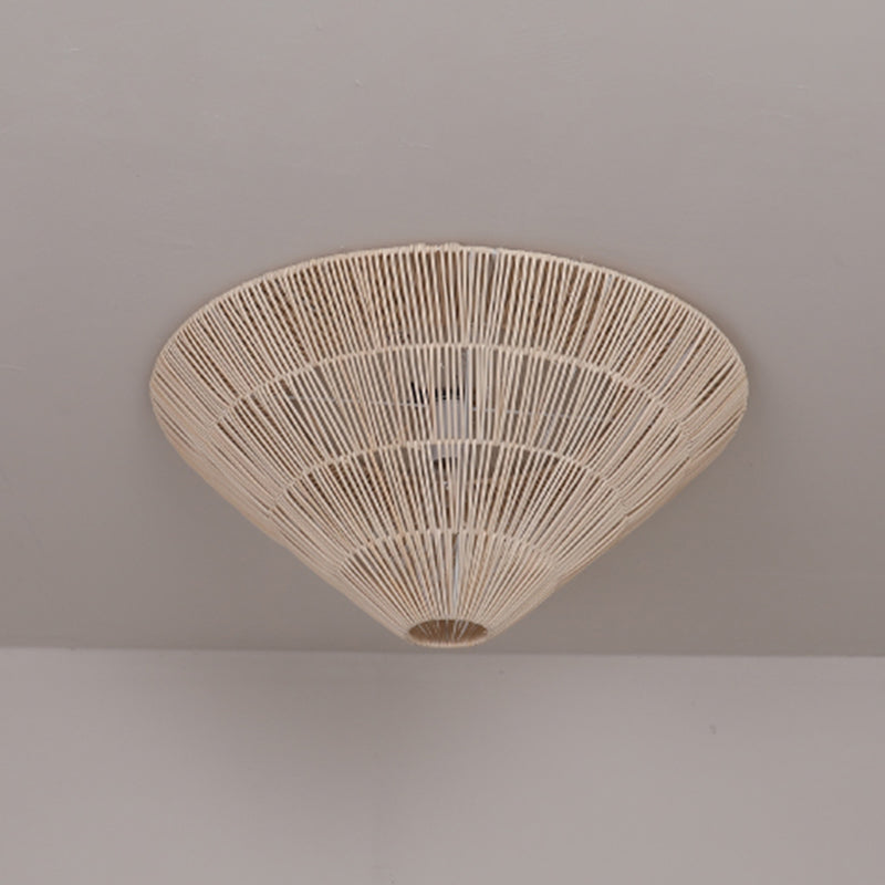 Bamboo Cone Ceiling Mounted Fixture Asia Aisle Ceiling Light in White