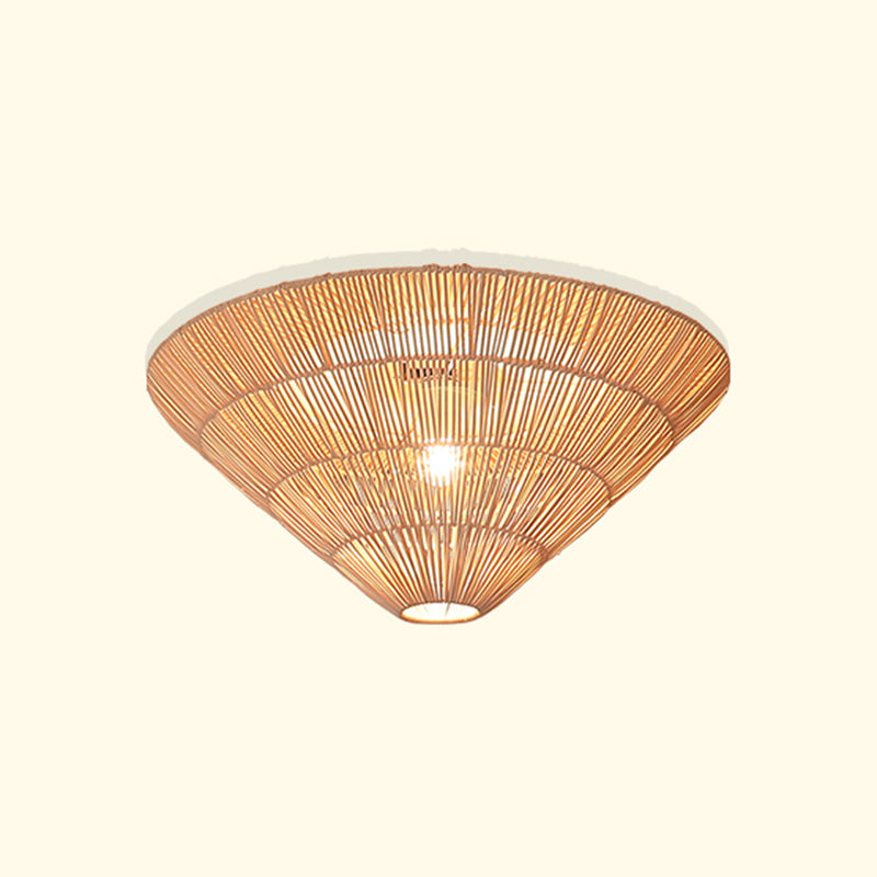 Bamboo Cone Ceiling Mounted Fixture Asia Aisle Ceiling Light in White