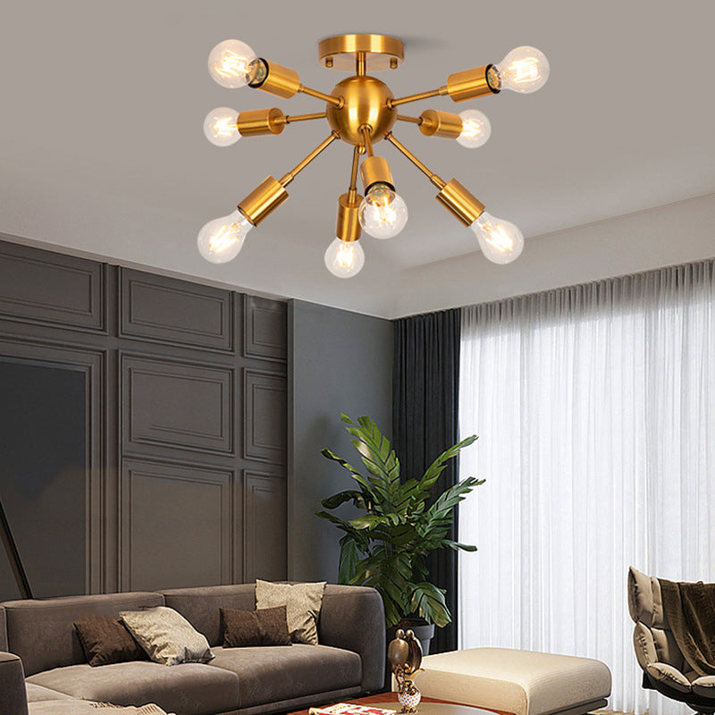 Vintage Spread Ceiling Light Fixture Metal Ceiling Mounted Light in Gold
