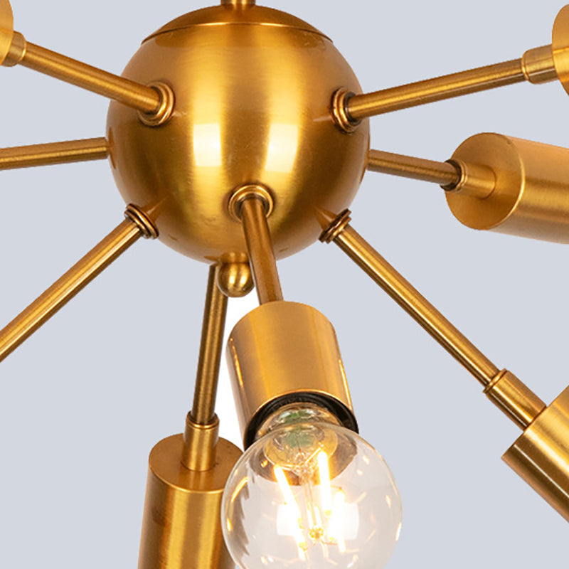 Vintage Spread Ceiling Light Fixture Metal Ceiling Mounted Light in Gold