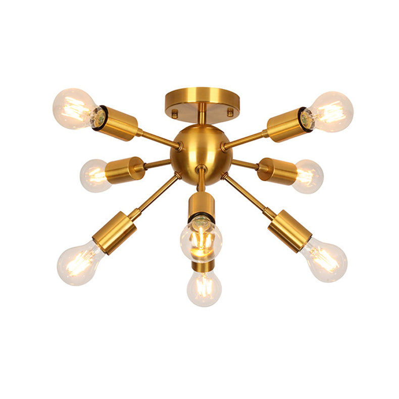Vintage Spread Ceiling Light Fixture Metal Ceiling Mounted Light in Gold
