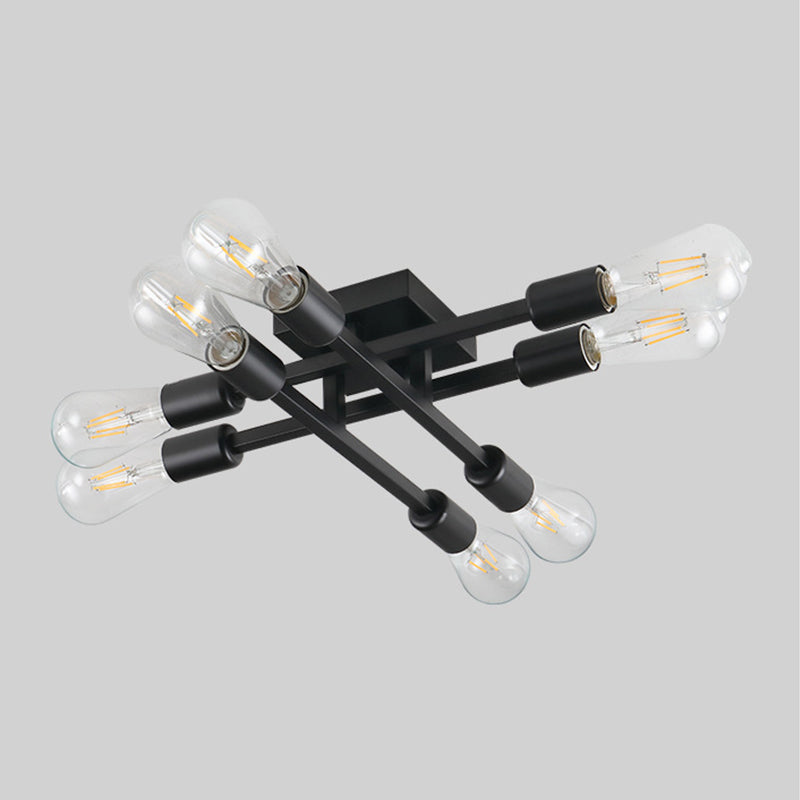 Industrial Linear Semi Mount Lighting Metal Ceiling Mount Light Fixture