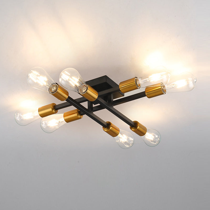 Industrial Linear Semi Mount Lighting Metal Ceiling Mount Light Fixture