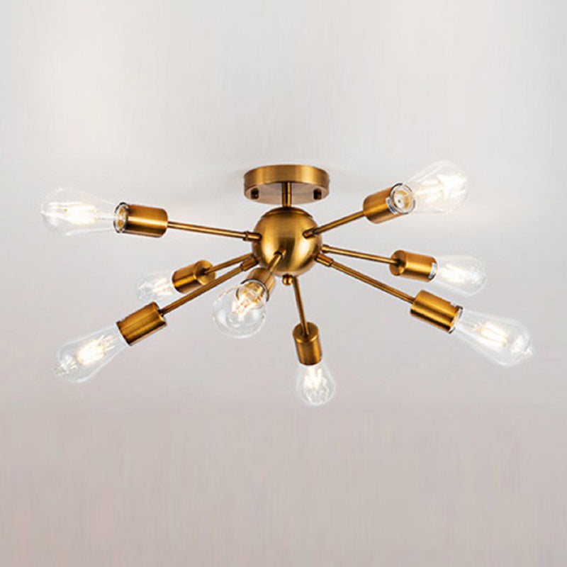 Metal Ceiling Mount Chandelier Starburst Industrial Style Semi Flush Mount