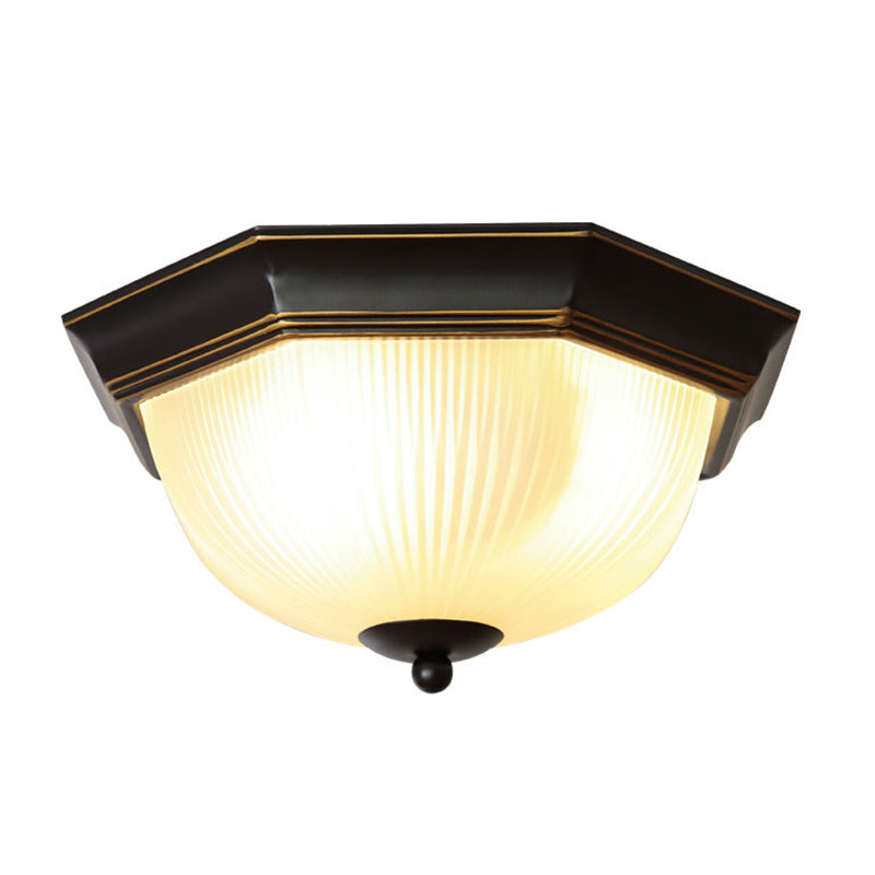Traditional Dome Flush Ceiling Light Glass Flush Mount Lamp in Black