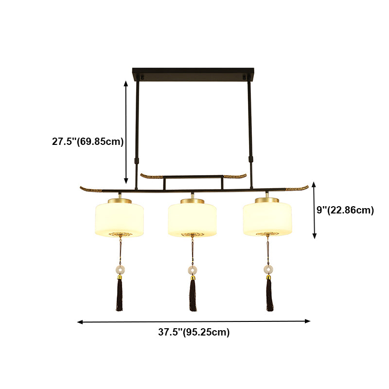 Modern Style Cylinder Shape Island Lights Metal 3 Light Island Lighting in Black