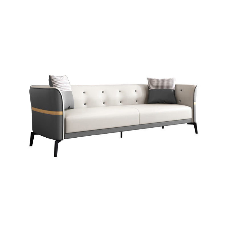 Tufted Flared Arm Sofa Contemporary Faux Leather Stain Resistant Sofa