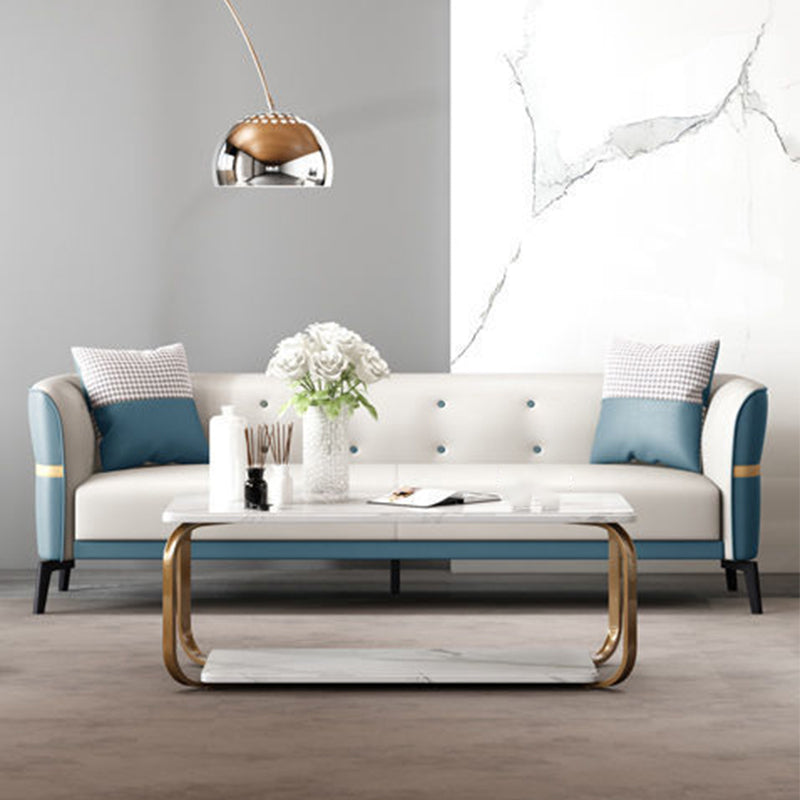 Tufted Flared Arm Sofa Contemporary Faux Leather Stain Resistant Sofa