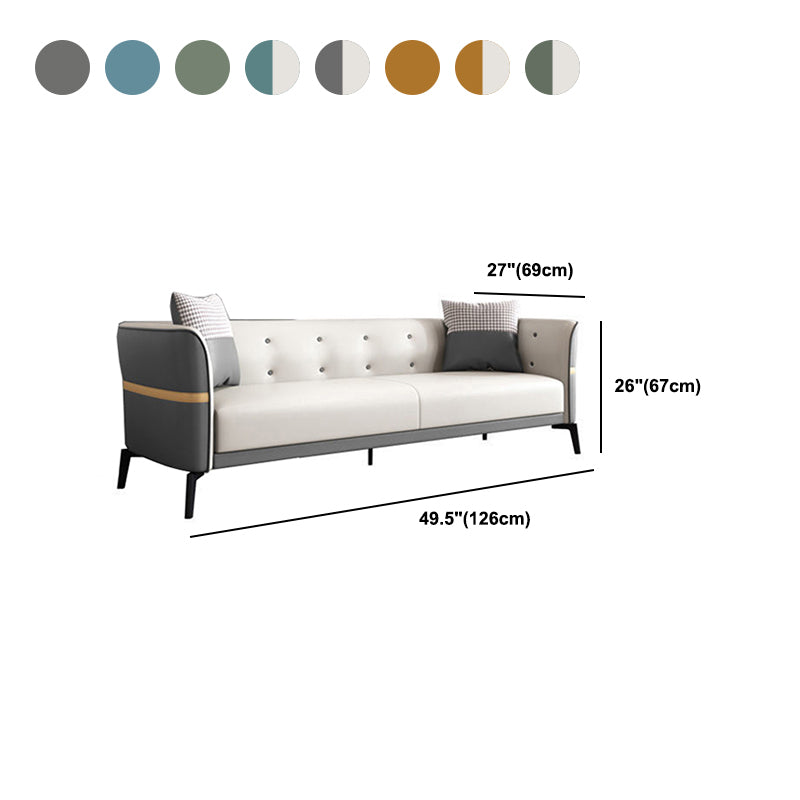 Tufted Flared Arm Sofa Contemporary Faux Leather Stain Resistant Sofa