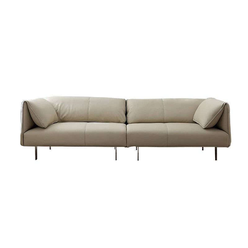 Sewn Pillow Back Sofa Modern Faux Leather Pillow Top Arm Seating - 26.77" H