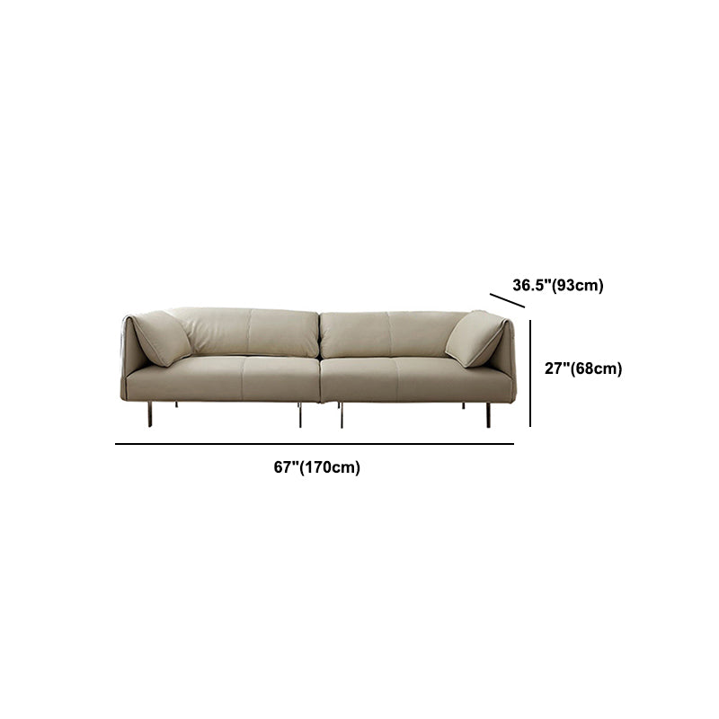 Sewn Pillow Back Sofa Modern Faux Leather Pillow Top Arm Seating - 26.77" H