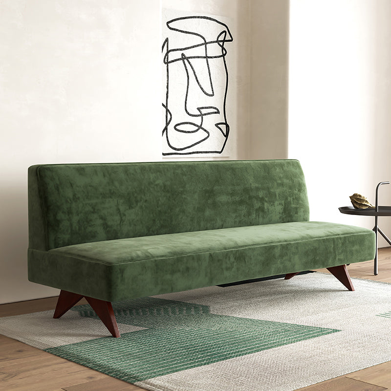 Velvet 29.52" Wide Pine  Sofa for  Living Room Green Armless Sofa